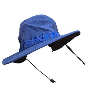 REI Kids Blue Bucket Hat Wide Brim Sun Hat Adjustable Drawstring Summer Outdoor